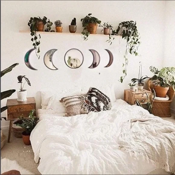 5 pieces Boho Moon Phases Mirror Set Wall Decor - Picture 6 of 6